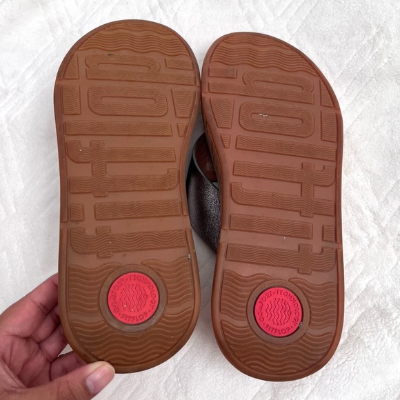 FitFlop Metallic F-mode Leather/Cork Flatform Sandals - Picture 10 of 11